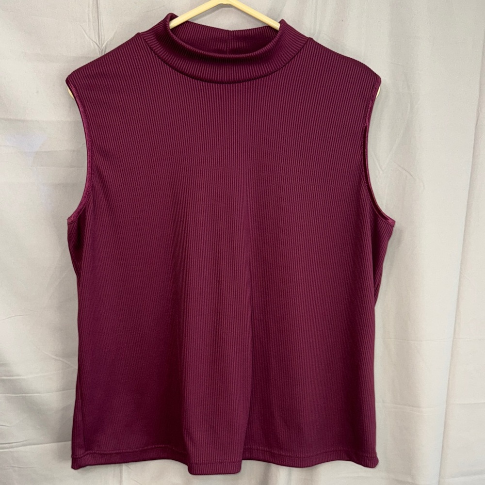 Allison Daley Sleeveless Mock Neck Tank - Burgundy Plum